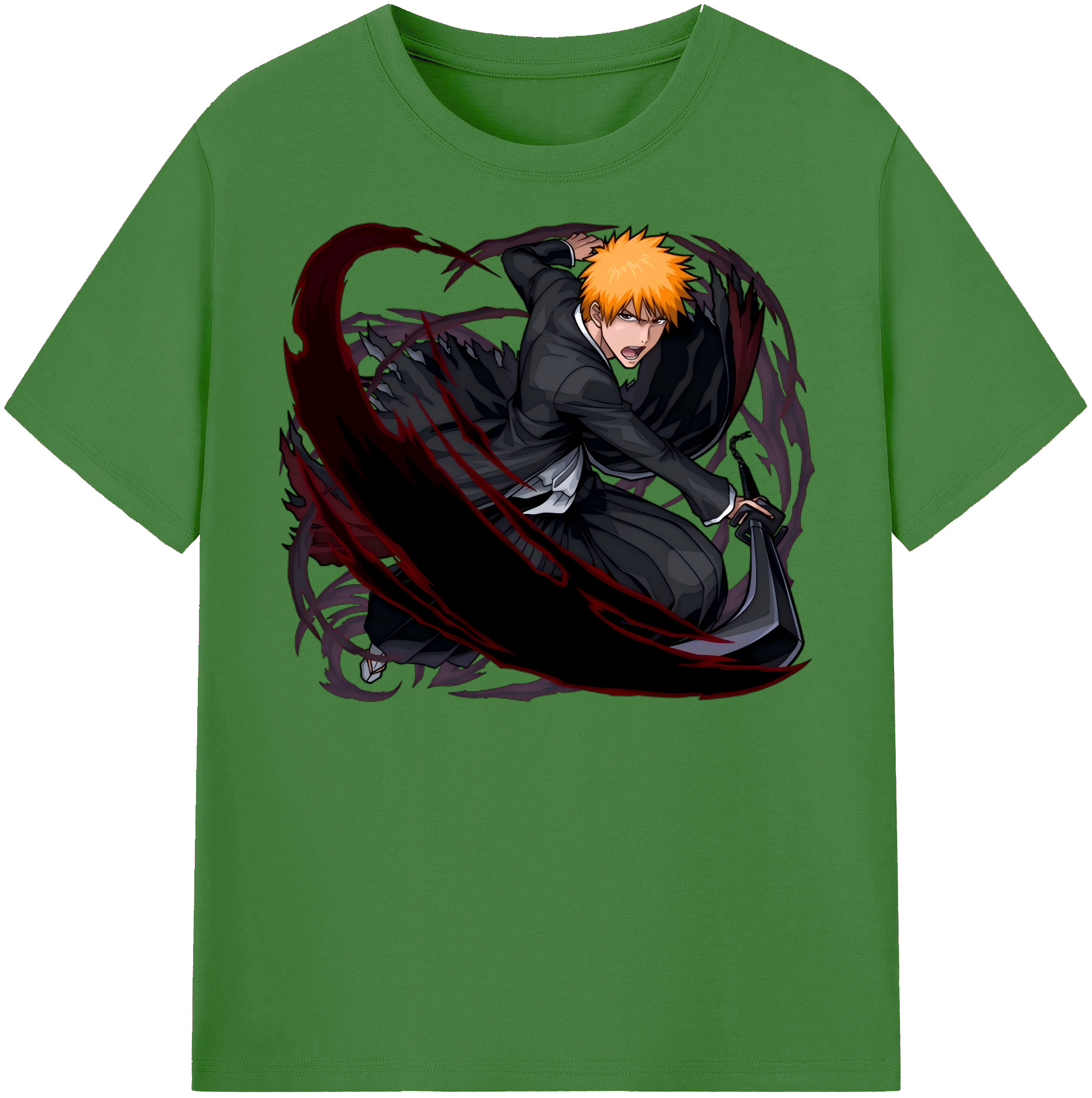（画像用） ブリーチ 黒崎一護（くろさき いちご）BLEACH Kurosaki Ichigo レディースカジュアルプリントTシャツ（綿100％）
